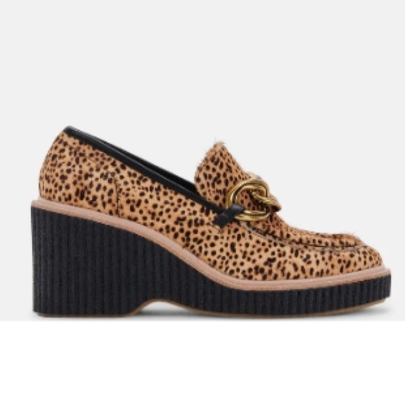 Dolce Vita- Brenan Leopard Calf Hair Wedge Loafers- New - Picture 9 of 9